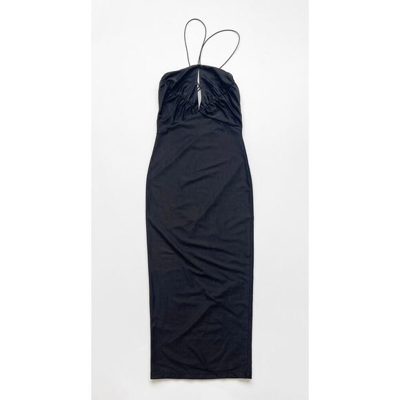 SER.O.YA Midi Length Strappy Bodycon Dress Black Size Small Sample - Picture 1 of 8